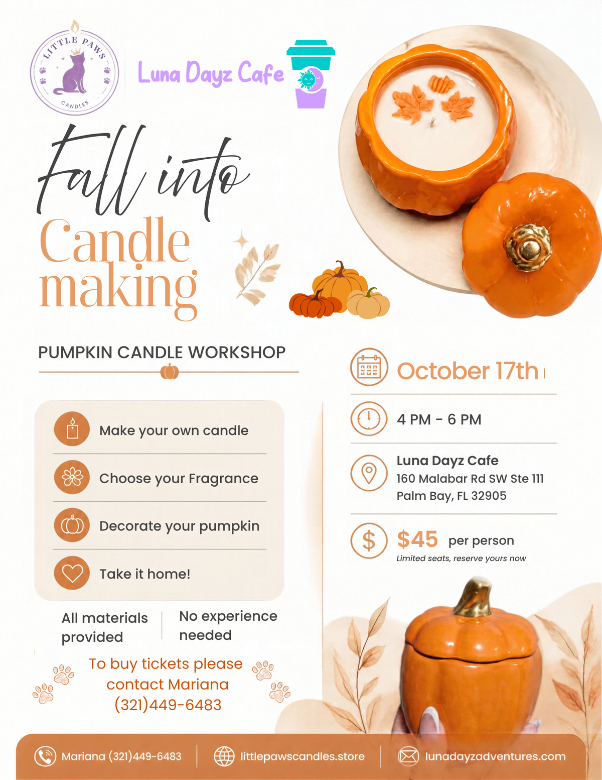 š Fall Pumpkin Candle-Making Workshop- October 17